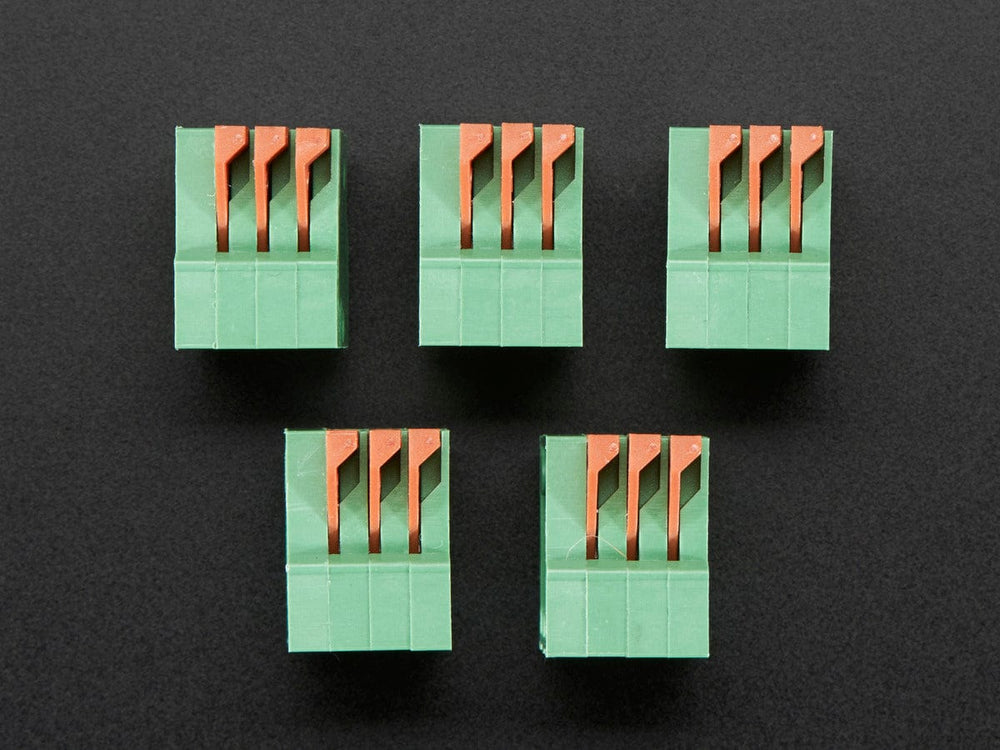 Configurable Spring Terminal Blocks - 3 Pin 0.1" Pitch R/A - x 5 - The Pi Hut