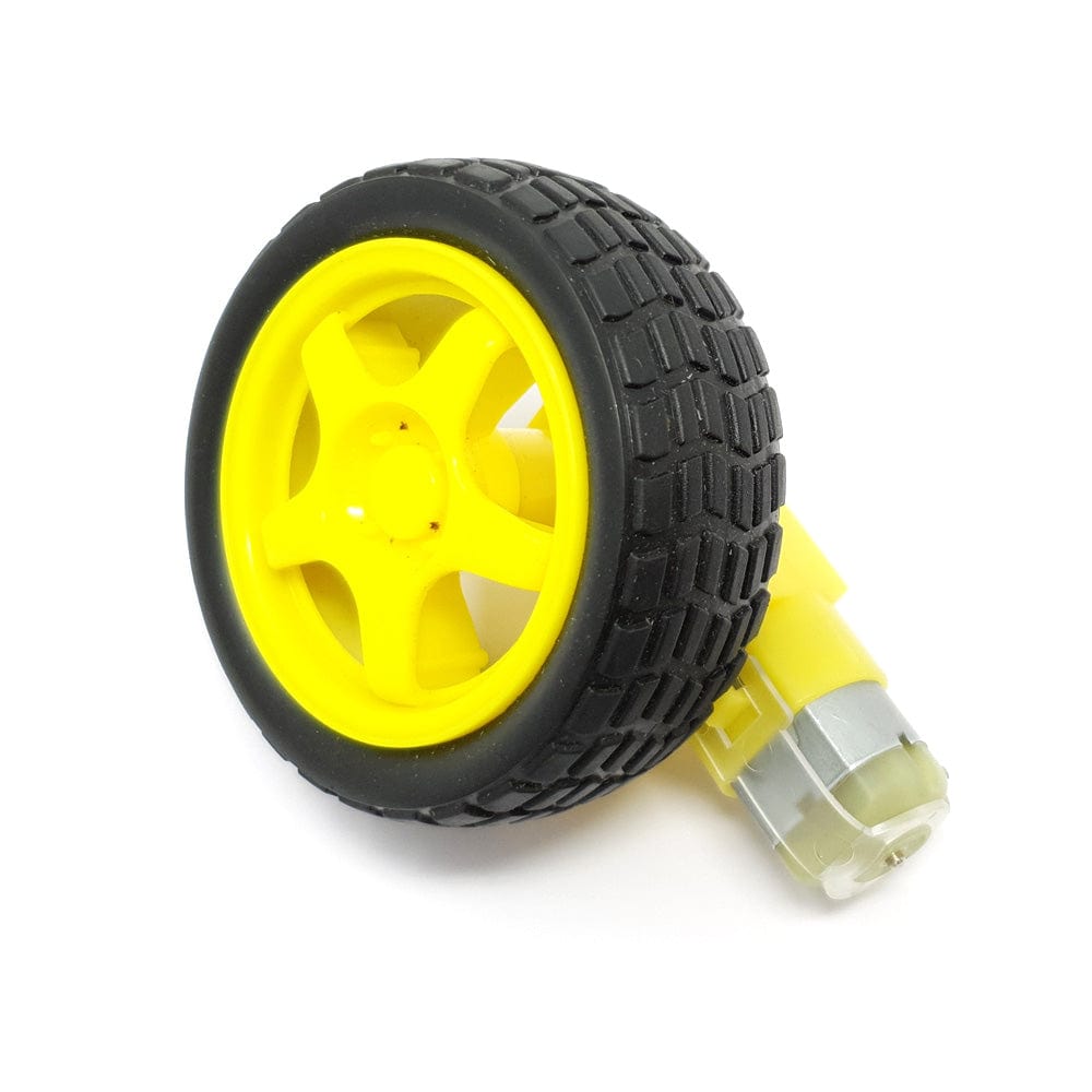 DC Motor - 3V Inc. Gearbox Wheel and Tyre - The Pi Hut