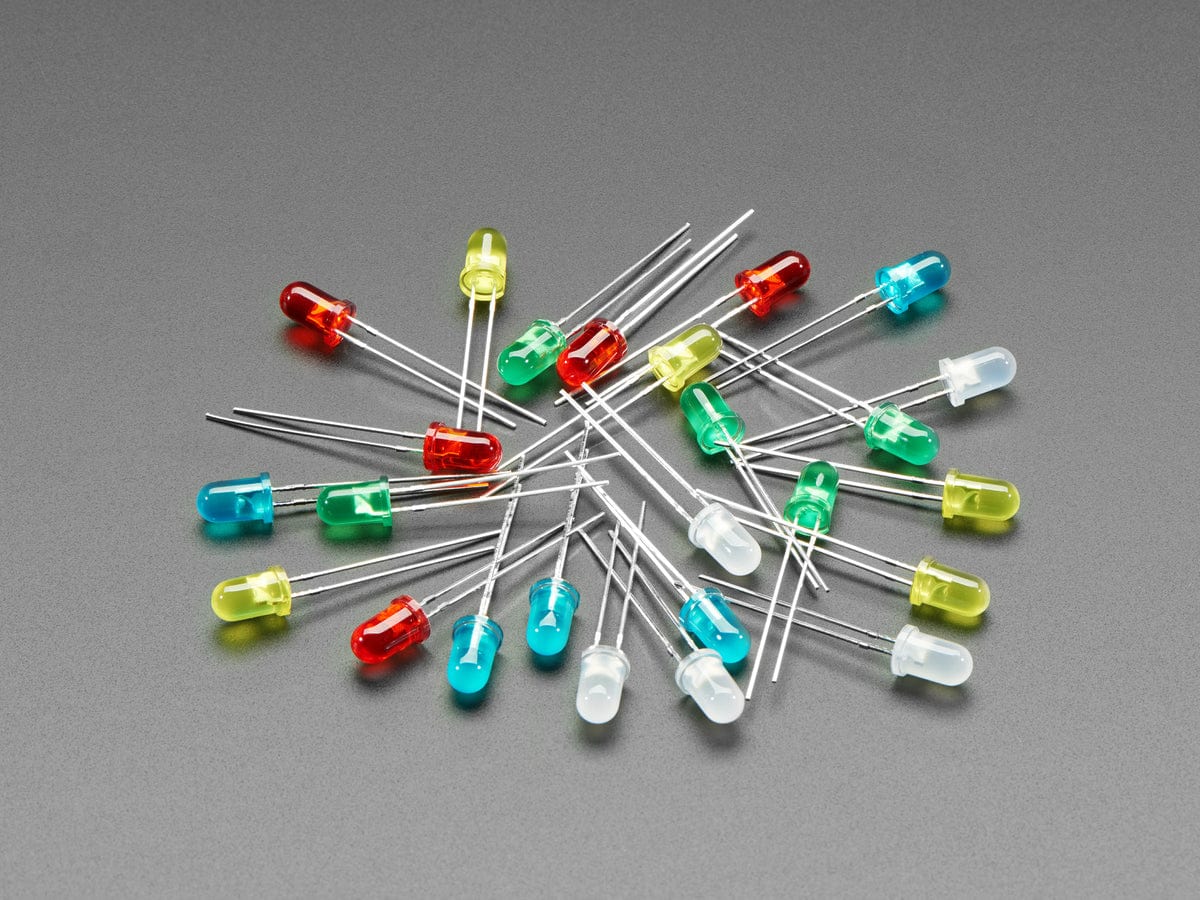Led Color 5 Diffused 5mm LED Pack - 5 LEDs each in 5 Colors - 25 Pack - The Pi Hut