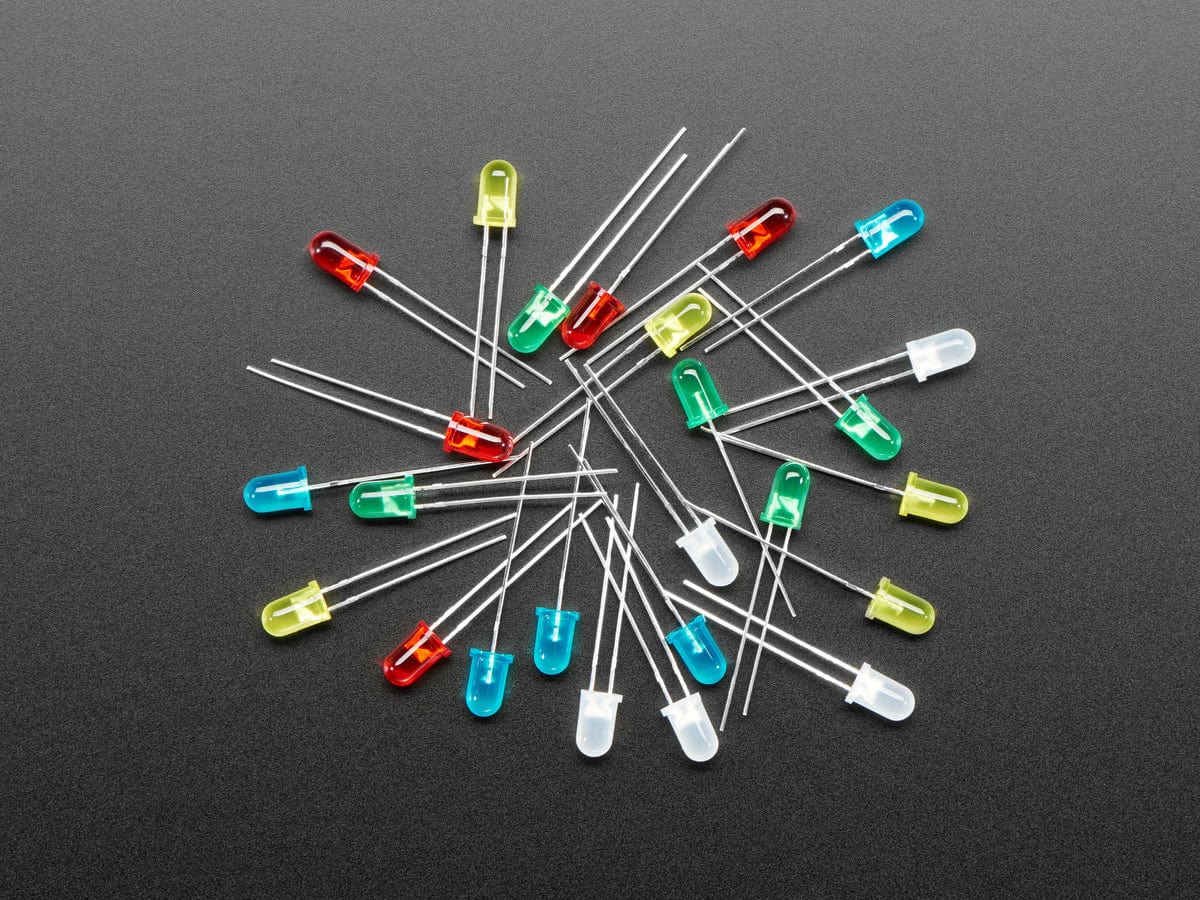 Diffused 5mm LED Pack - 5 LEDs each in 5 Colors - 25 Pack - The Pi Hut