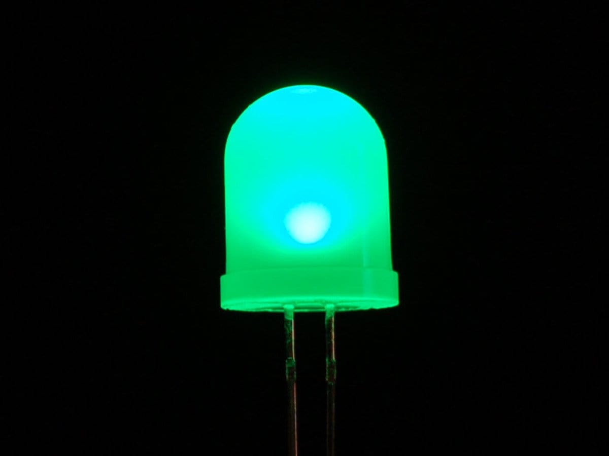 Diffused Green 10mm LED (25 pack) - The Pi Hut