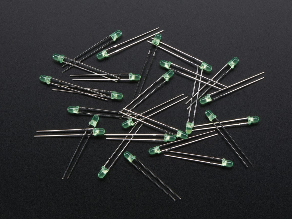 Diffused Green 3mm LED (25 pack) - The Pi Hut
