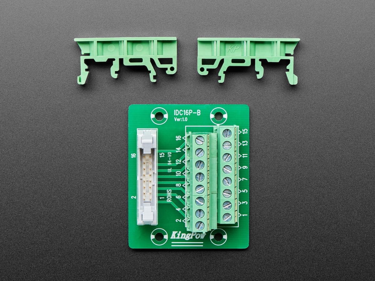 DIN Rail 2x8 IDC to Terminal Block Adapter Breakout - The Pi Hut