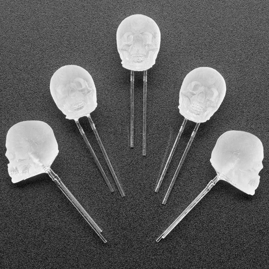 dLUX-dLITE Cool White Skull Shape LEDs (5 Pack) - The Pi Hut