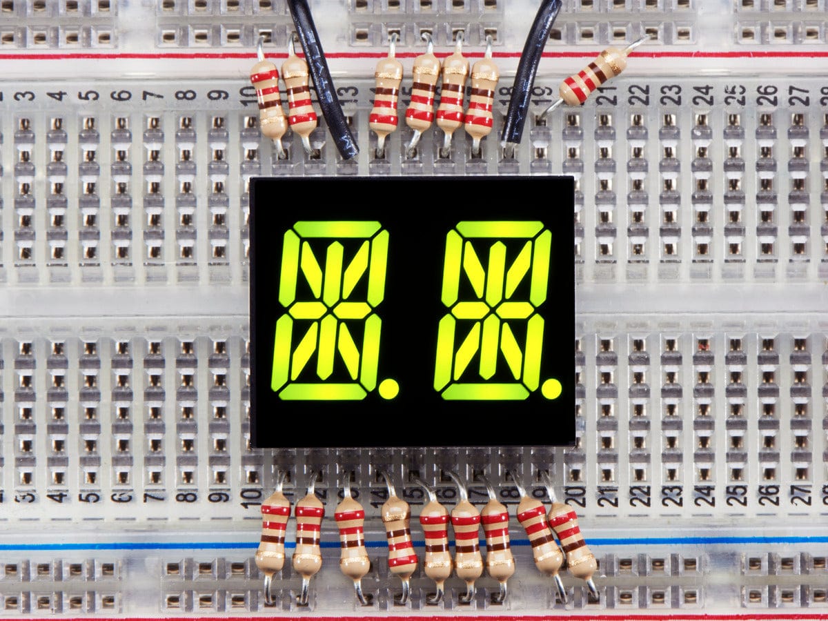 Dual Alphanumeric Display - Yellow-Green 0.54" - Pack of 2 - The Pi Hut