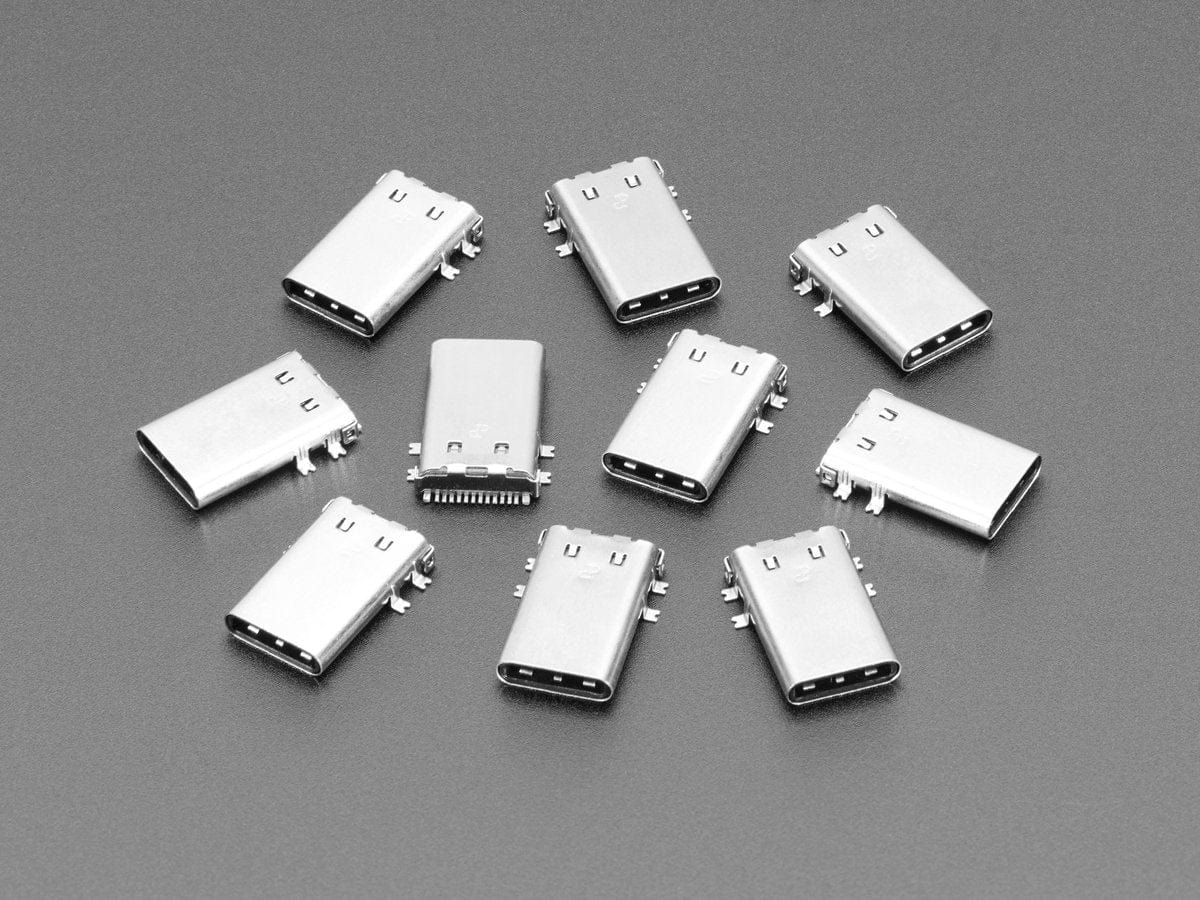 USB Type C SMT / THM Jack Connector - Pack of 10 : ID 4458 : $8.95 :  Adafruit Industries, Unique & fun DIY electronics and kits