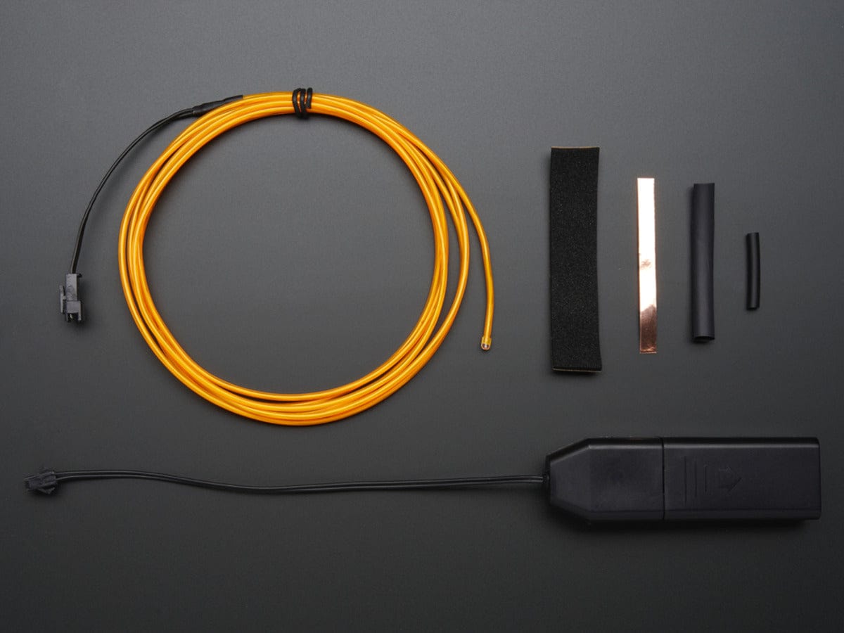 EL wire starter pack - Yellow 2.5 meter (8.2 ft) - The Pi Hut