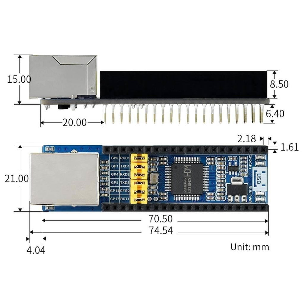Ethernet to UART Converter for Raspberry Pi Pico (10/100M) - The Pi Hut