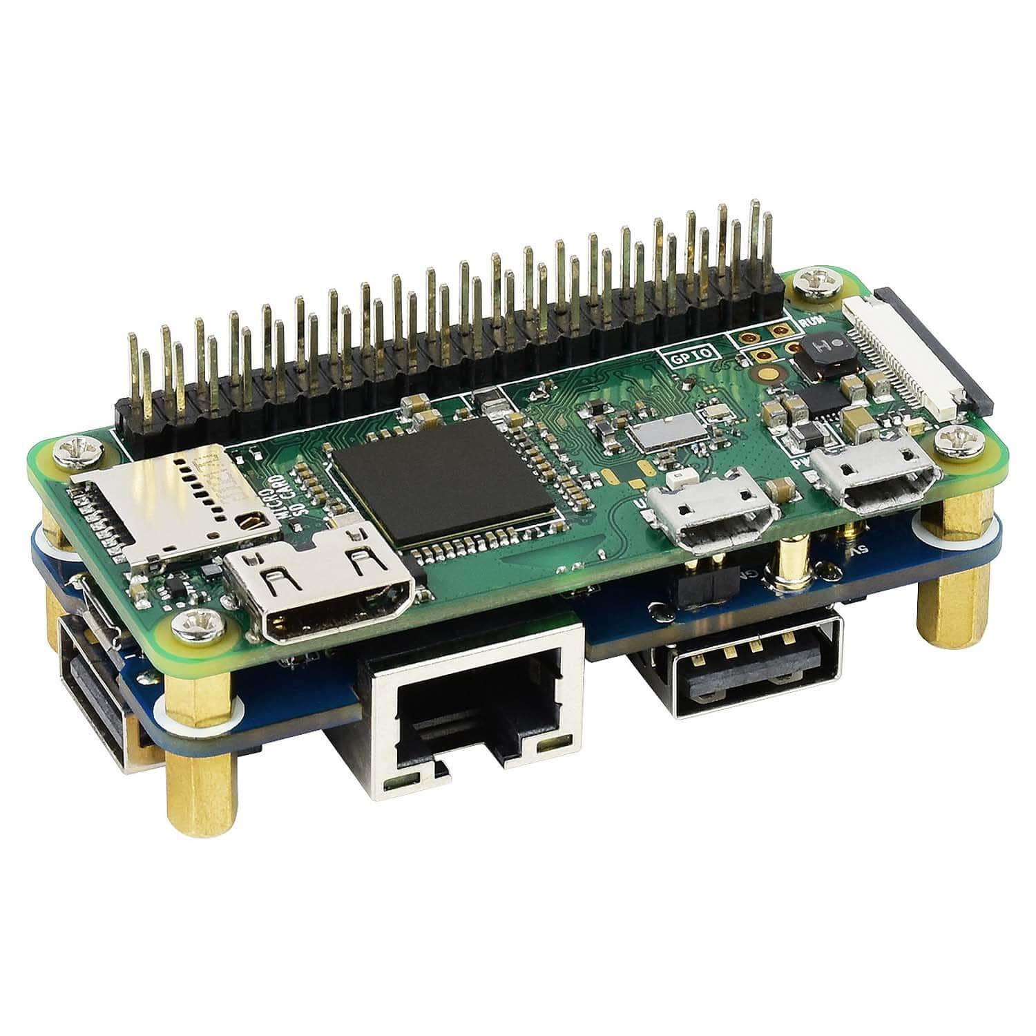 Ethernet / USB HUB HAT for Raspberry Pi (1x RJ45 & 3x USB 2.0) - The Pi Hut