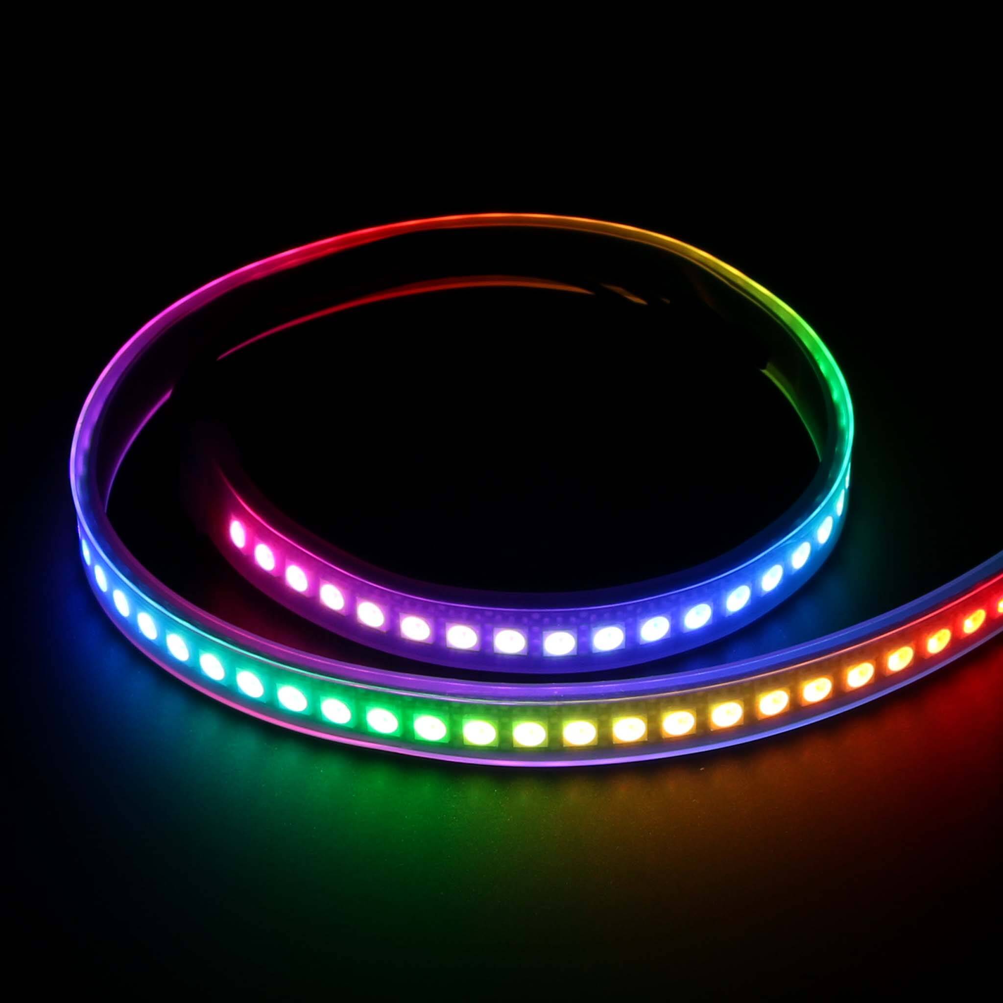 Flexible RGB LED Strip (DotStar/APA102/SK9822 Compatible) - 144 LED/Metre - The Pi Hut