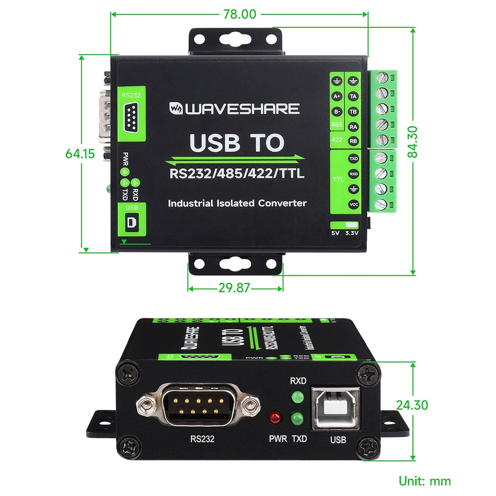 FT232RNL USB TO RS232/485/422/TTL Interface Converter - The Pi Hut