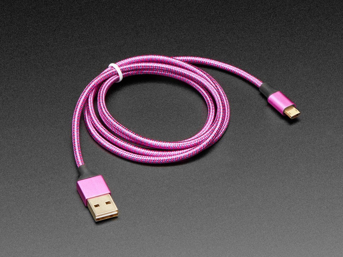 Fully Reversible Pink/Purple USB A to micro B Cable - 1m long - The Pi Hut