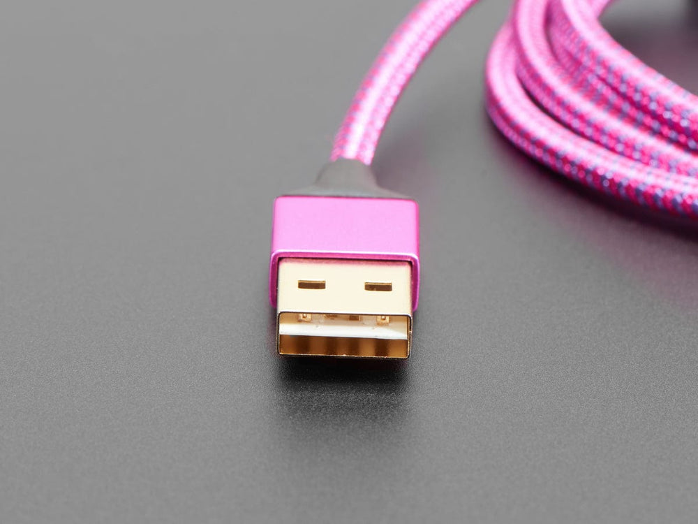 Fully Reversible Pink/Purple USB A to micro B Cable - 1m long - The Pi Hut
