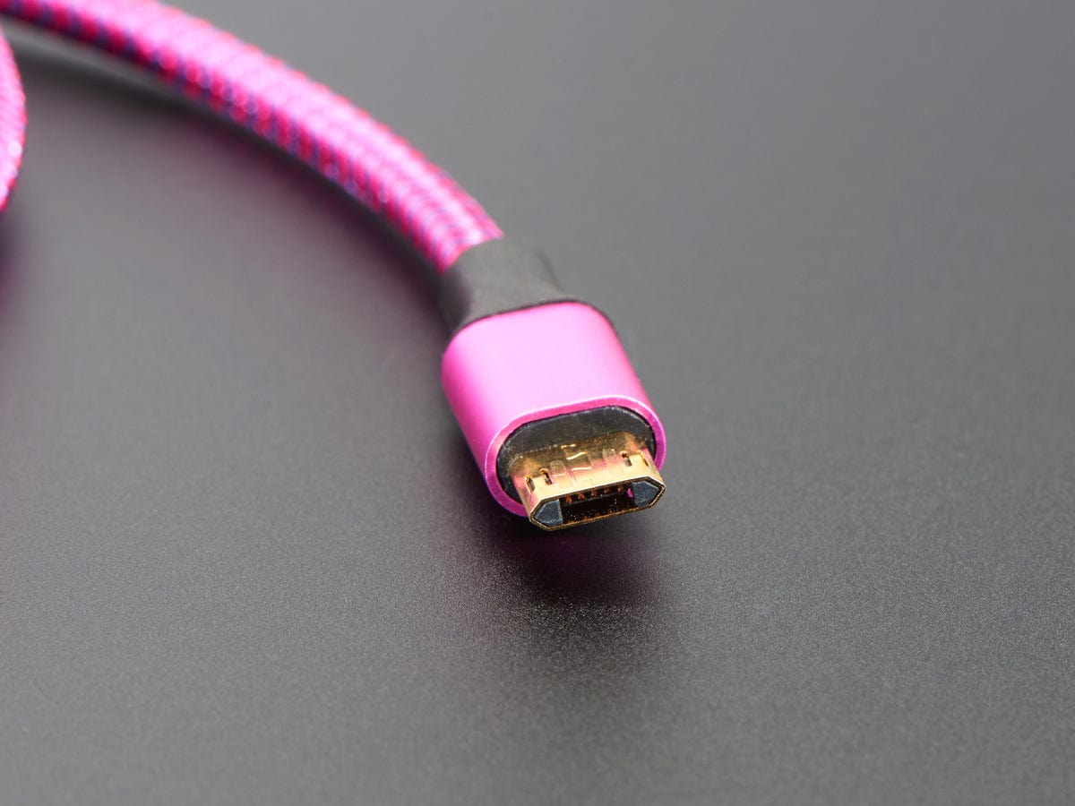 Fully Reversible Pink/Purple USB A to micro B Cable - 1m long - The Pi Hut