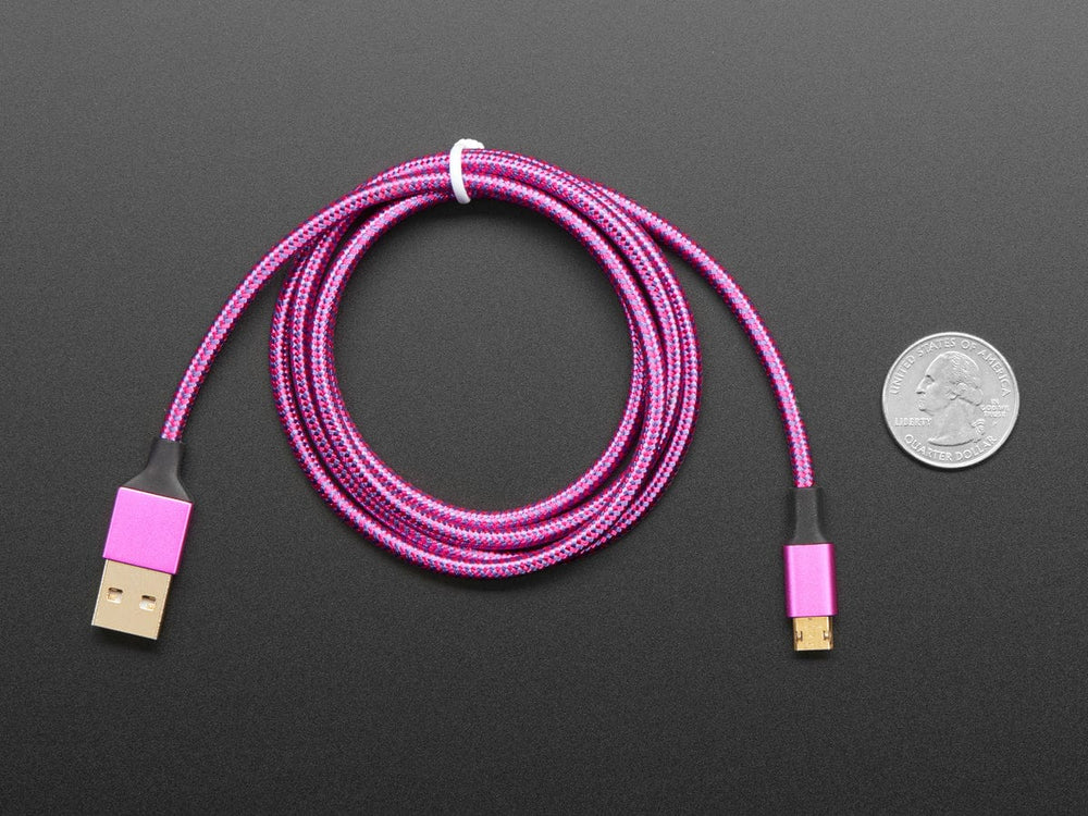 Fully Reversible Pink/Purple USB A to micro B Cable - 1m long - The Pi Hut