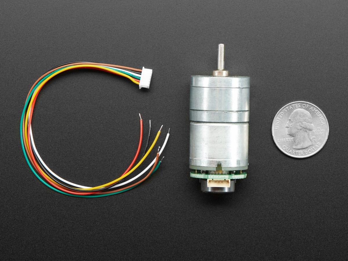 Geared DC Motor with Magnetic Encoder Outputs - 7 VDC 1:20 Ratio - The Pi Hut