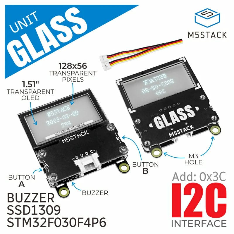 Glass Unit w/ 1.51inch Transparent OLED - The Pi Hut