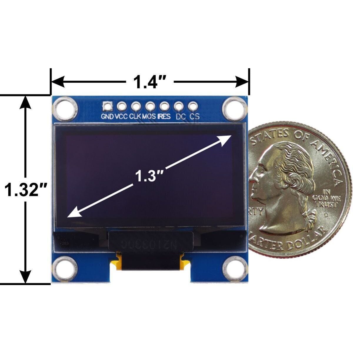 Graphical OLED Display: 128x64, 1.3", White, SPI - The Pi Hut