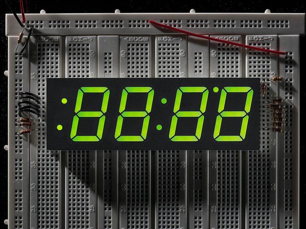 Green 7-segment clock display - 1.2" digit height - The Pi Hut
