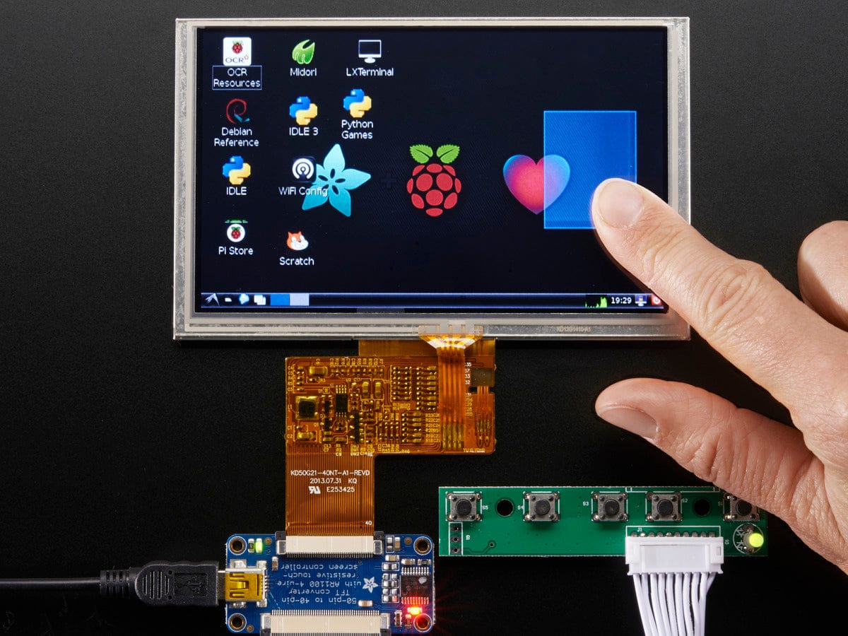 HDMI 4 Pi: 5" Display (w/Touch) 800x480 - HDMI/VGA/NTSC/PAL - The Pi Hut