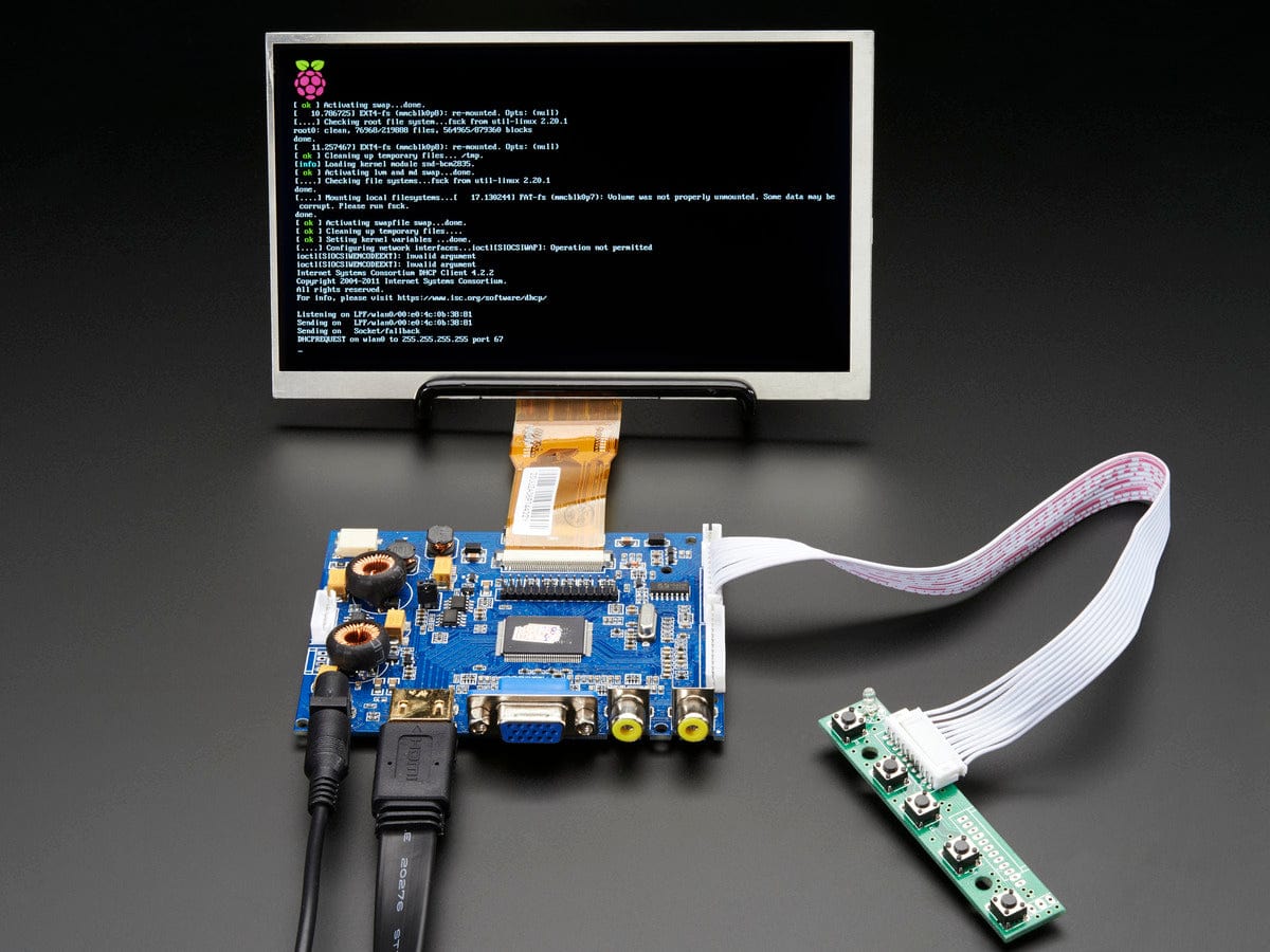 HDMI 4 Pi: 7" Display & Audio 1024x600 - HDMI/VGA/NTSC/PAL - The Pi Hut