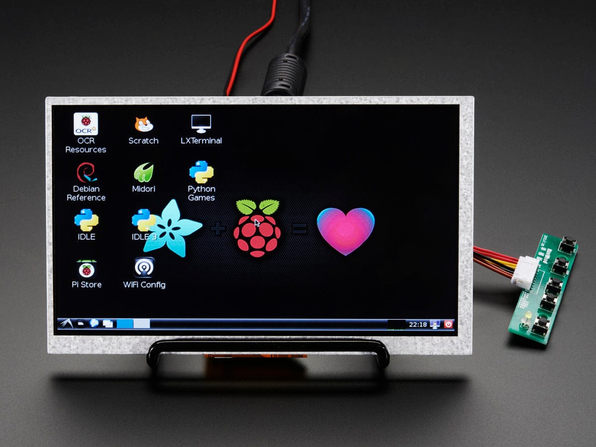 HDMI 4 Pi: 7" Display (no Touch) w/Mini Driver - 800x480 HDMI - The Pi Hut