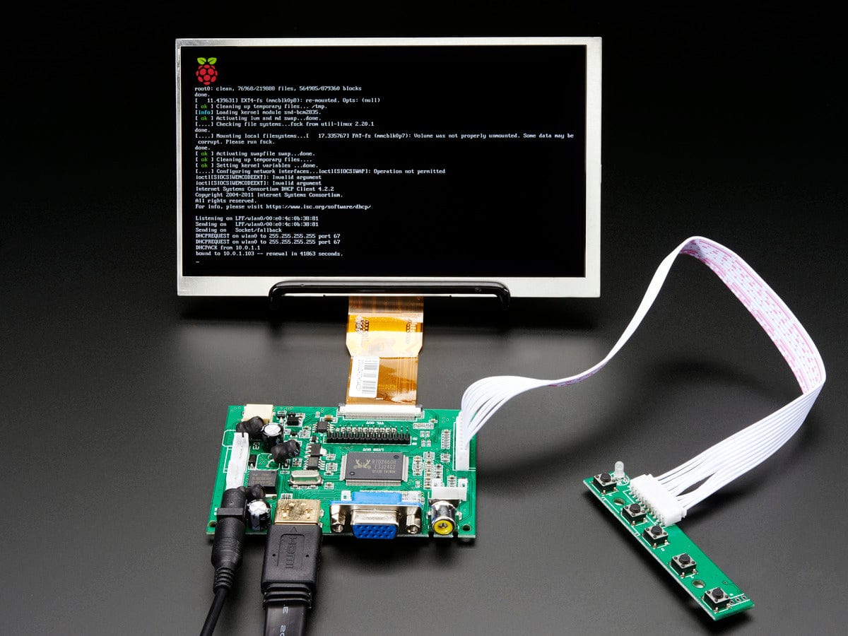 HDMI 4 Pi: 7" Display no Touchscreen 1024x600- HDMI/VGA/NTSC/PAL - The Pi Hut