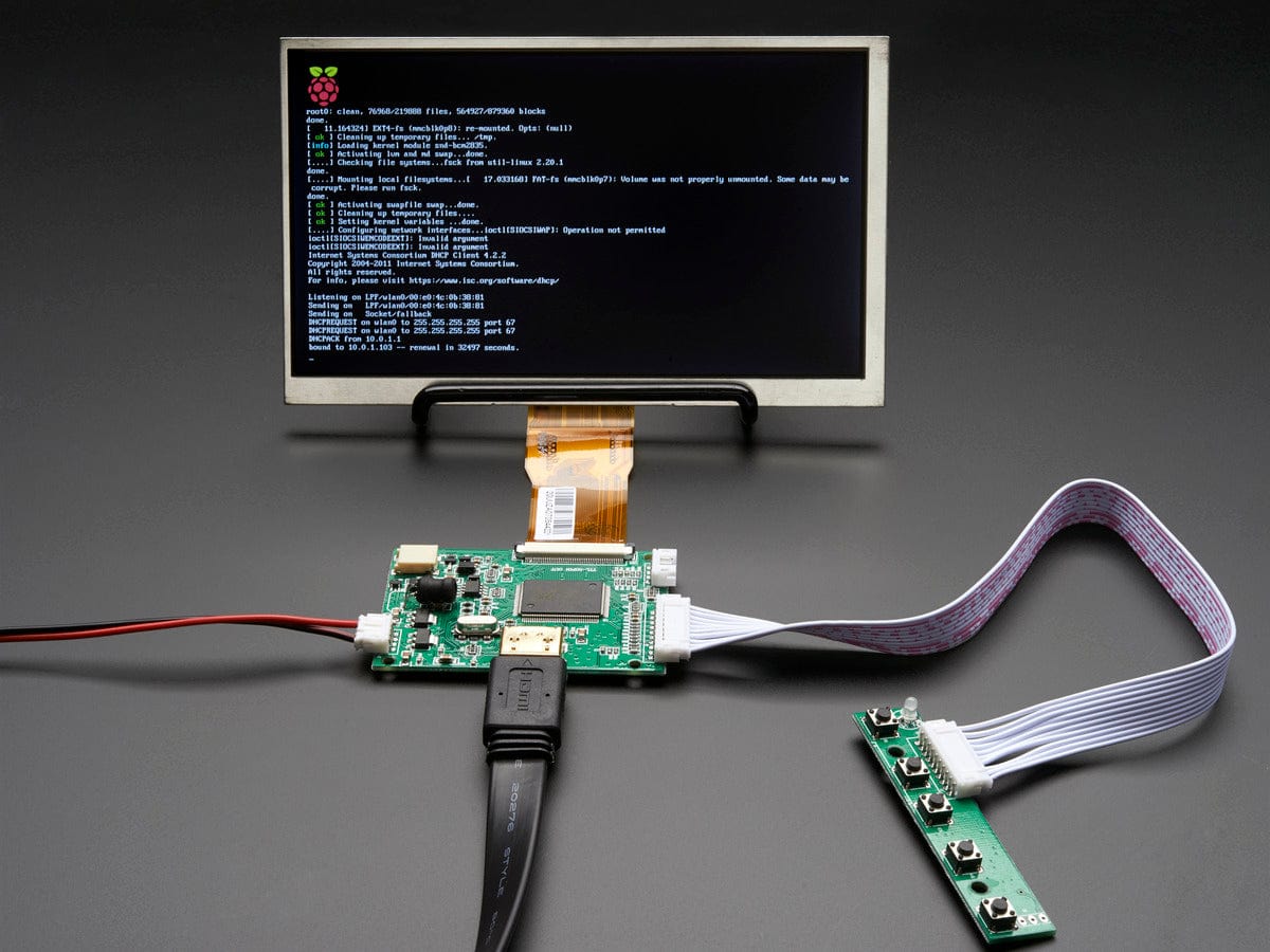 HDMI 4 Pi: 7" Display no Touchscreen 1024x600 w/ Mini Driver - The Pi Hut