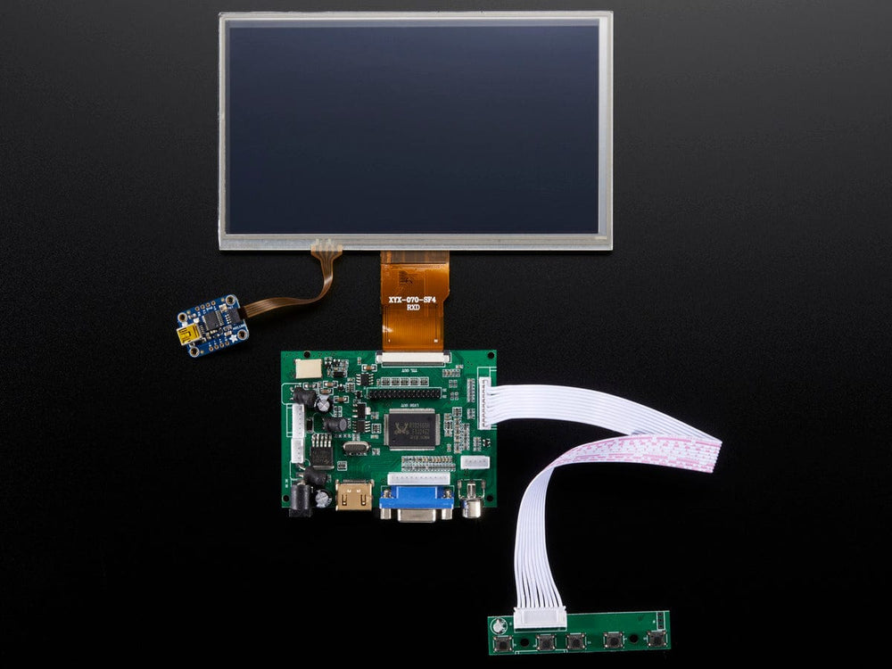 HDMI 4 Pi: 7" Display w/Touchscreen 1024x600- HDMI/VGA/NTSC/PAL - The Pi Hut