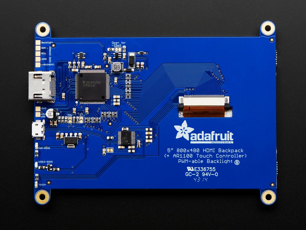 HDMI 5" 800x480 Display Backpack - With Resistive Touchscreen - The Pi Hut