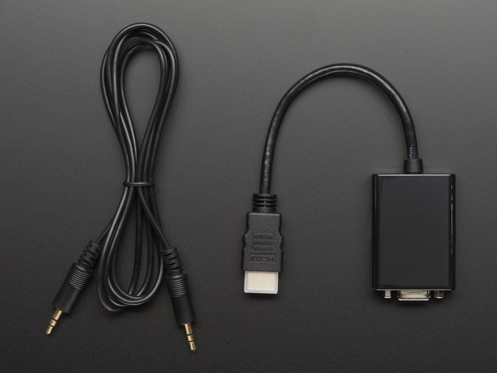 HDMI to VGA Video Adapter and 3.5mm Male/Male Stereo Cable - The Pi Hut