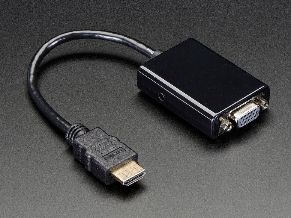 HDMI to VGA Video Adapter and 3.5mm Male/Male Stereo Cable - The Pi Hut