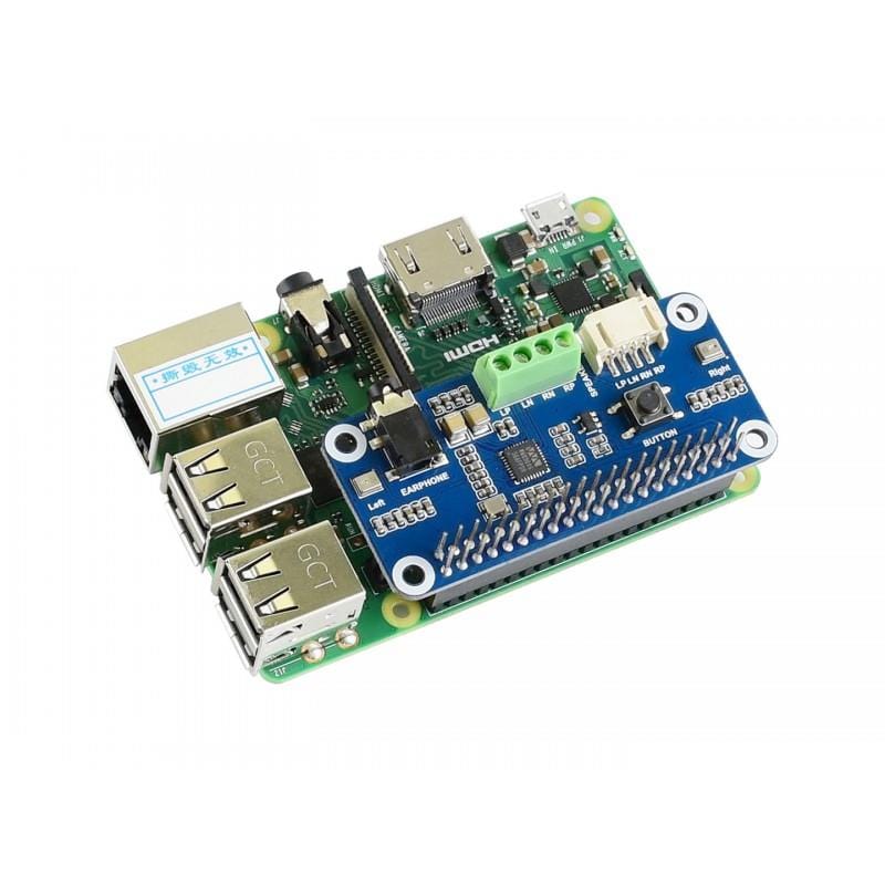 Hi-Fi Sound Card HAT for Raspberry Pi (with speakers) - The Pi Hut