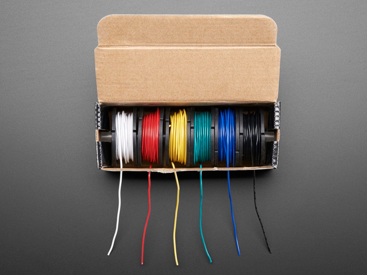 Hook-up Wire Spool Set - 22AWG Solid Core - 6 x 25 ft - The Pi Hut