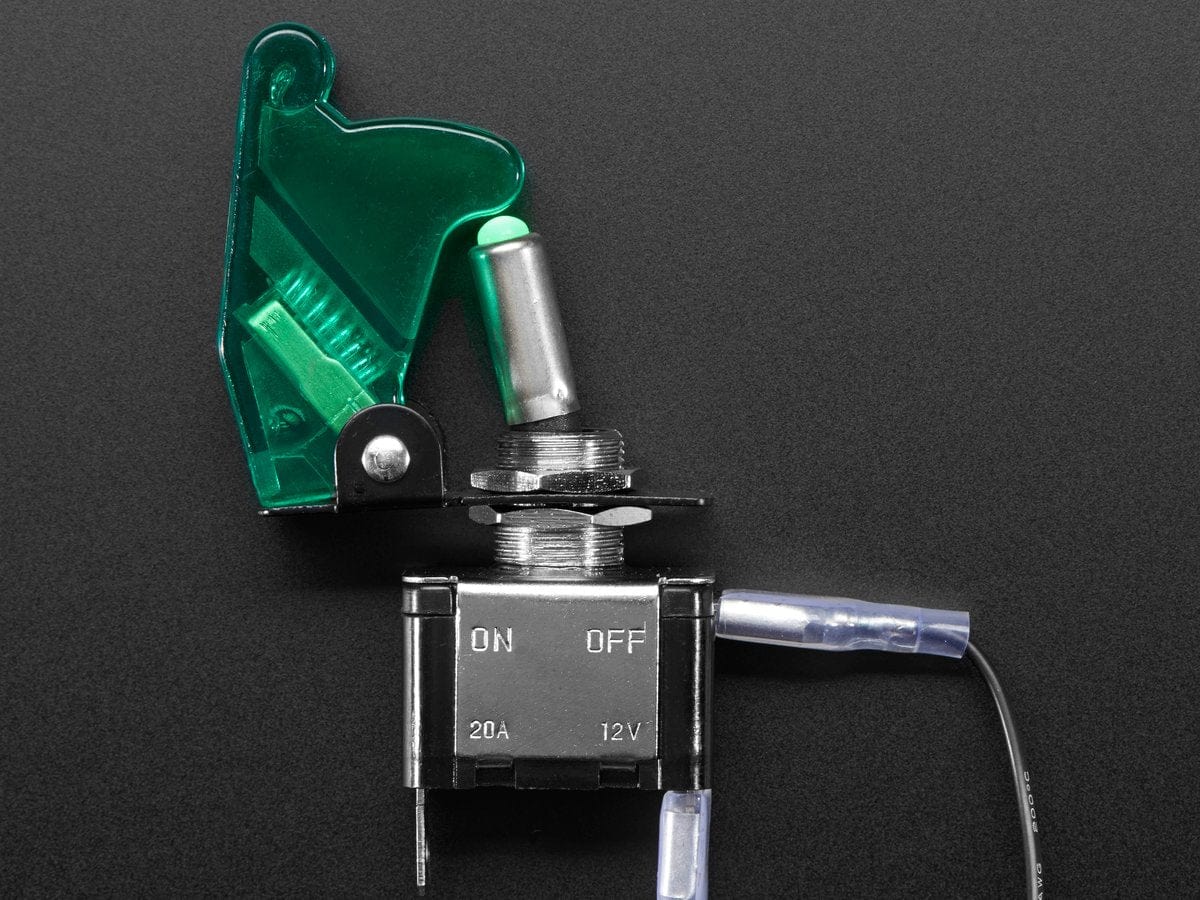 Illuminated Toggle Switch with Cover - Green - The Pi Hut