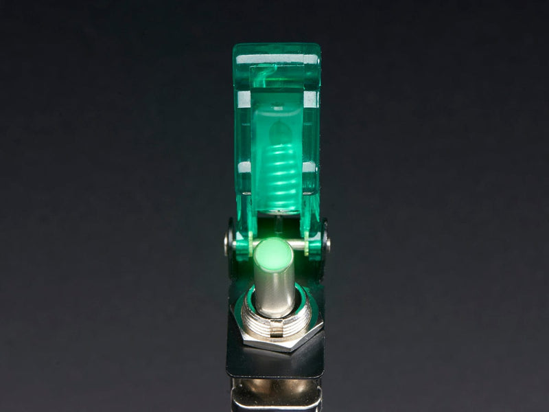 Illuminated Toggle Switch with Cover - Green - The Pi Hut