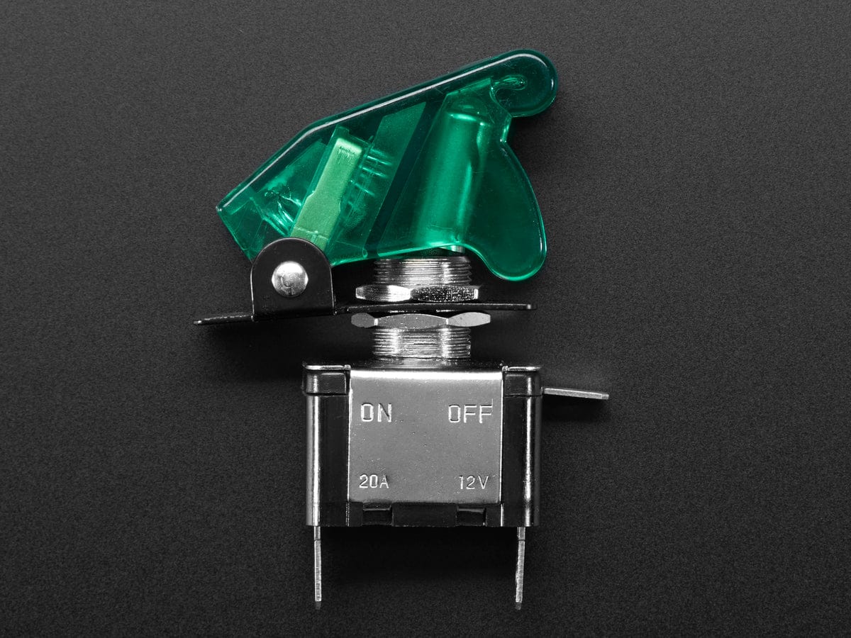 Illuminated Toggle Switch with Cover - Green - The Pi Hut