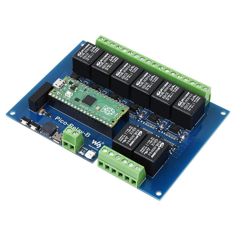 Industrial 8-Channel Relay Module for Raspberry Pi Pico - The Pi Hut