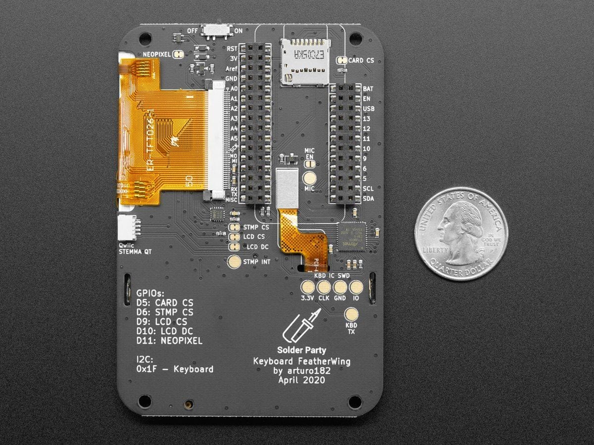 Keyboard FeatherWing - QWERTY Keyboard + 2.6" LCD - The Pi Hut