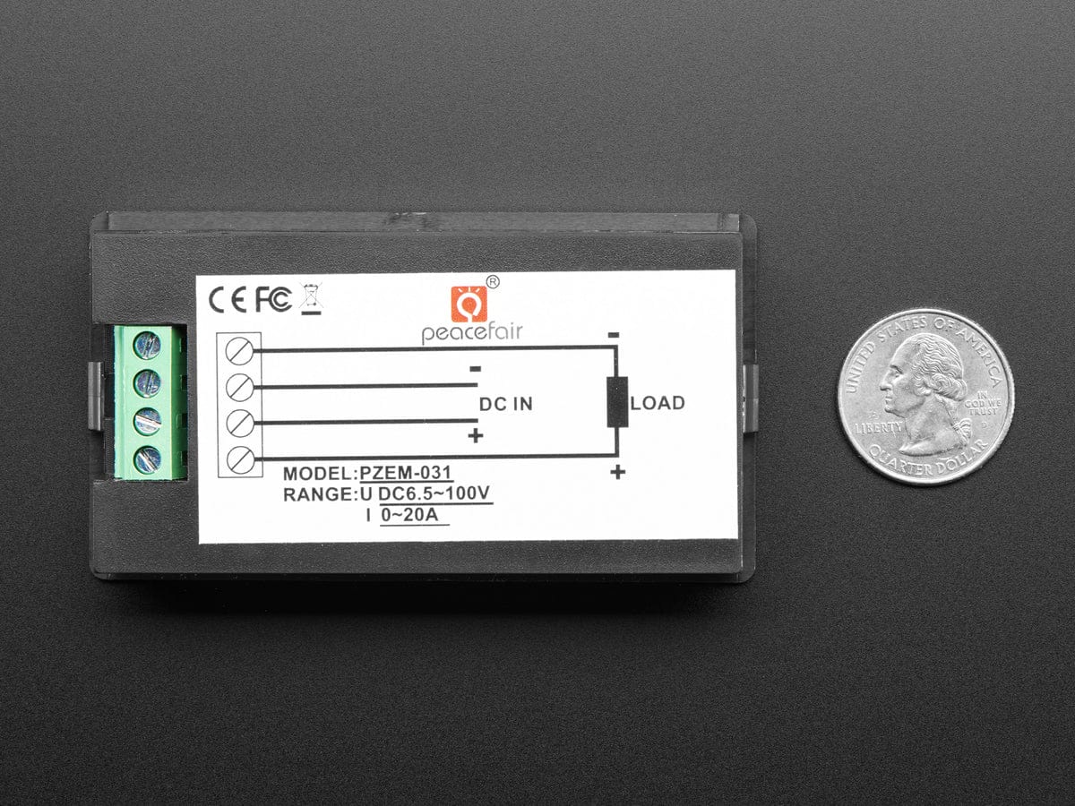 Large Panel-Mount Digital Power Meter - 6.5V to 100VDC up to 20A - The Pi Hut