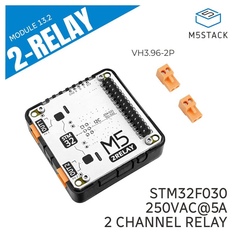 M5Stack 2-Channel AC Relay Module 13.2 (STM32F030) - The Pi Hut