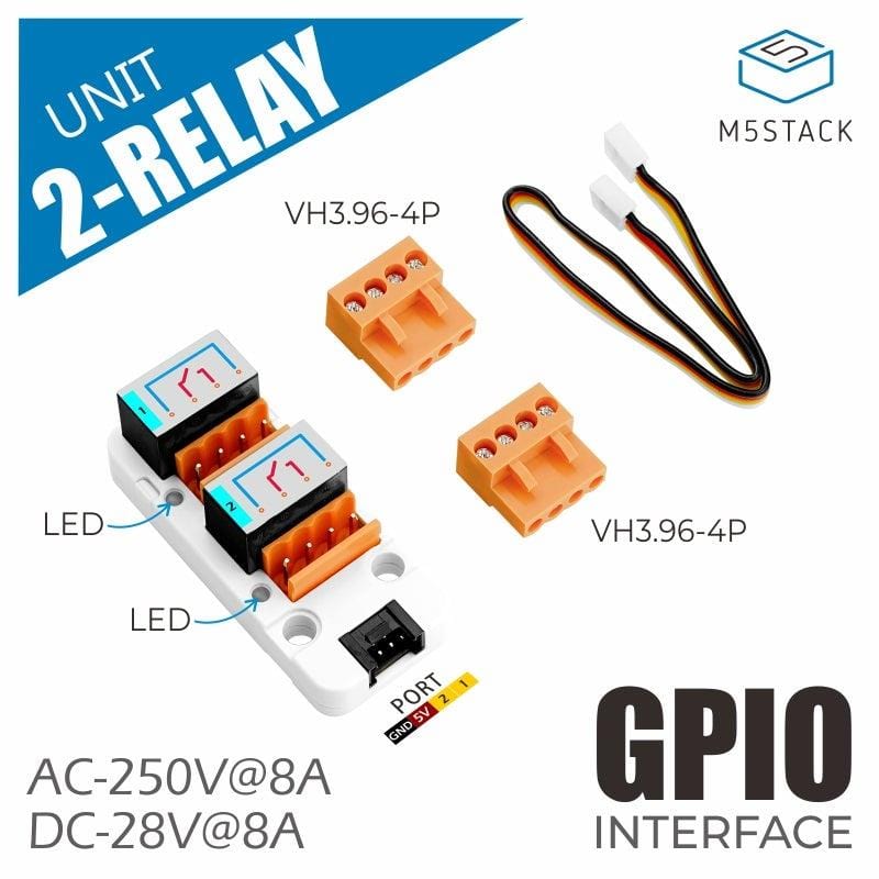 M5Stack 2-Channel SPST Relay Unit - The Pi Hut