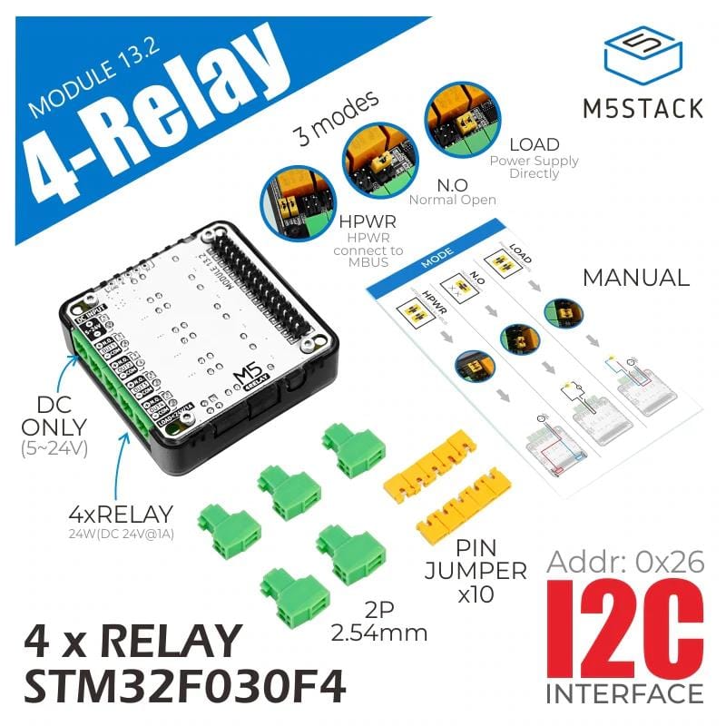 M5Stack 4-Channel Relay Module (STM32) - The Pi Hut