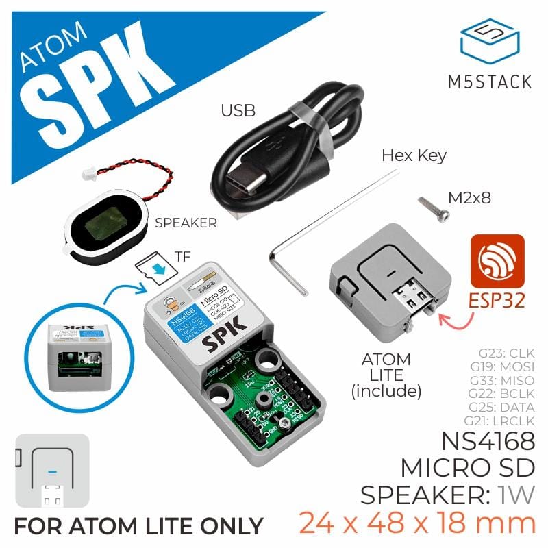 M5Stack ATOM Speaker Kit (NS4168) - The Pi Hut