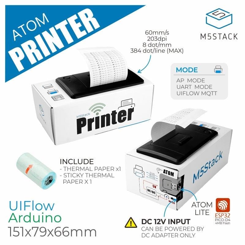 M5Stack ATOM Thermal Printer Kit - The Pi Hut