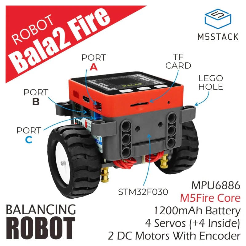M5Stack BALA2 Fire Self-balancing Robot Kit - The Pi Hut