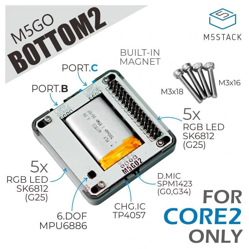 M5Stack M5GO Battery Bottom2 (for Core2 only) - The Pi Hut