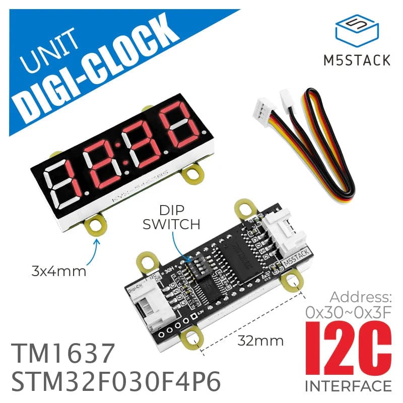 M5Stack Red 7-Segment Digit Clock Unit - The Pi Hut