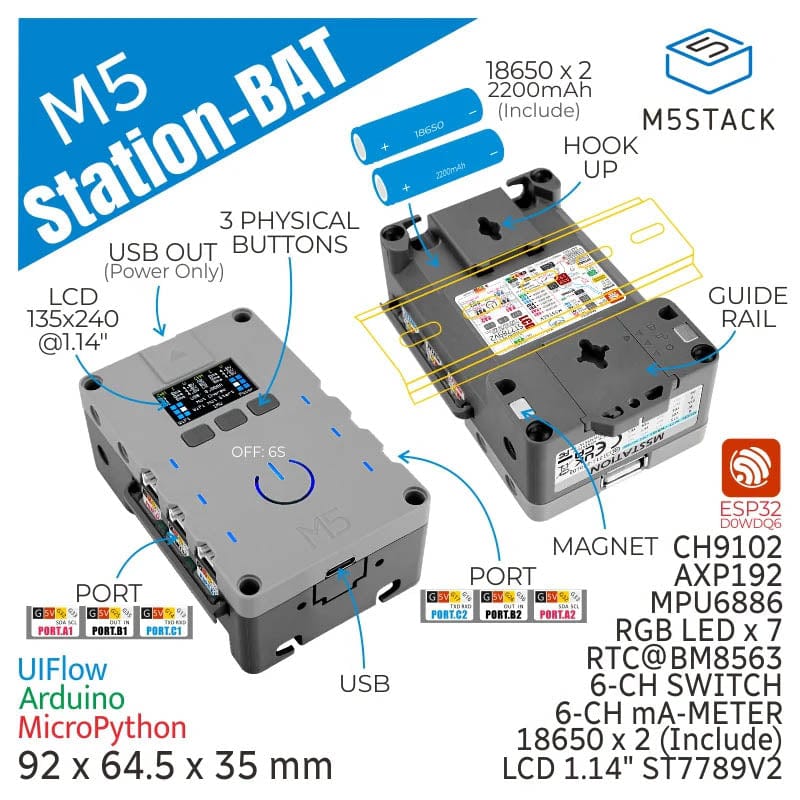 M5Stack Station ESP32 IoT Development Kit (Battery Version) - The Pi Hut