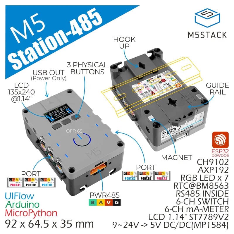 M5Stack Station ESP32 IoT Development Kit (RS485 Version) - The Pi Hut